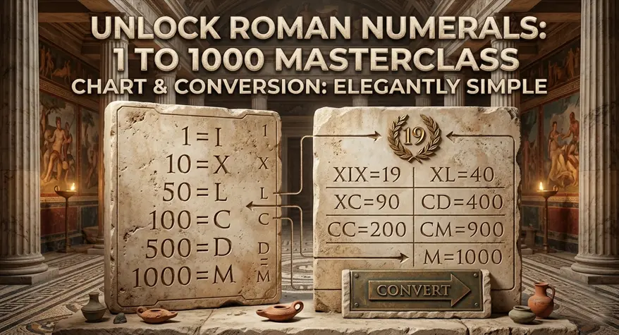 Roman numerals 1 to 1000 complete chart and conversion guide