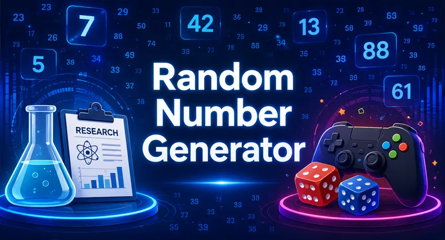 Random number generator tool illustration showing floating numbers for research and gaming use cases